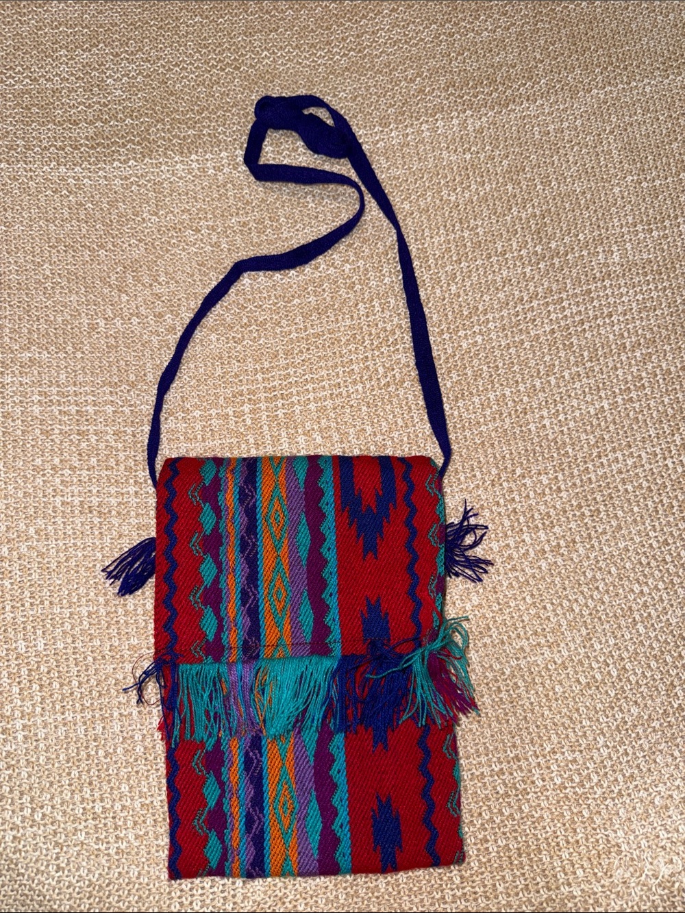 Boho Red Multicolor Fringe Crossbody Bag